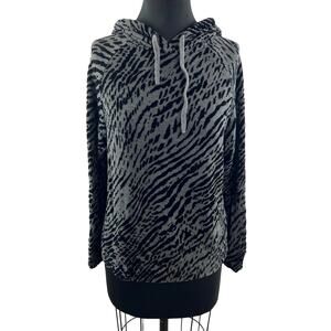 Majestic Filatures Deluxe Tee Shirt Hoodie Gray Black Zebra Long Sleeve Size 2